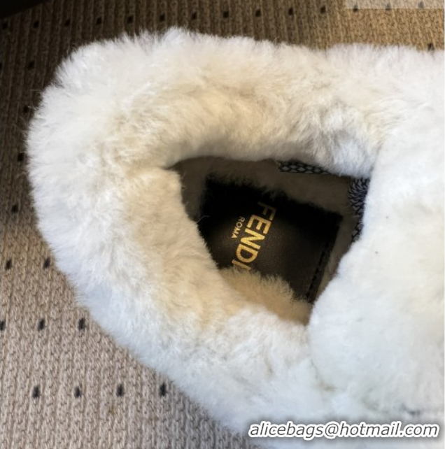 Cheapest Fendi Match Low Top Platform Shoes in Denim & Shearling with Charm Blue 5122914 2026