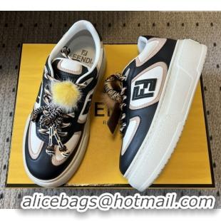 Best Price Fendi Match Low Top Platform Shoes in White Leather with Charm Black 5122915 2026