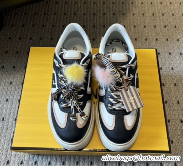 Best Price Fendi Match Low Top Platform Shoes in White Leather with Charm Black 5122915 2026