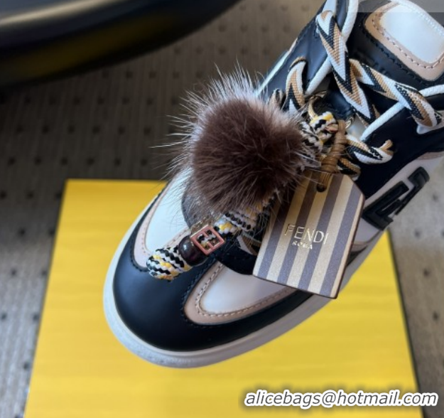 Best Price Fendi Match Low Top Platform Shoes in White Leather with Charm Black 5122915 2026