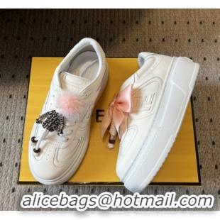 Unique Style Fendi Match Low Top Platform Shoes in White Leather with Charm White 5122916 2026