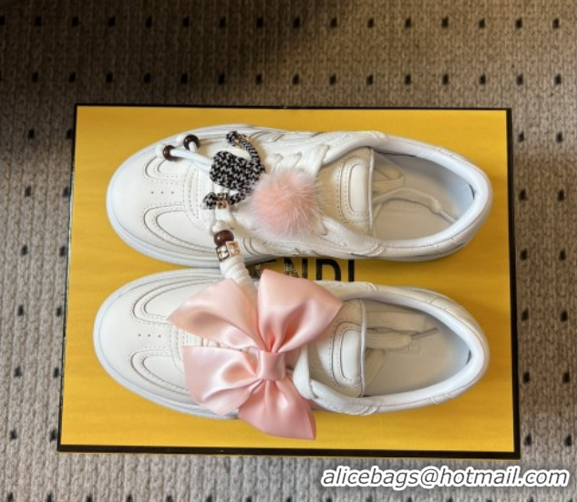 Unique Style Fendi Match Low Top Platform Shoes in White Leather with Charm White 5122916 2026