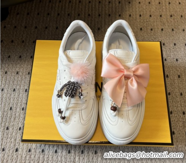 Unique Style Fendi Match Low Top Platform Shoes in White Leather with Charm White 5122916 2026