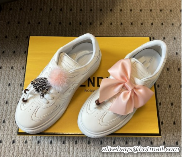Unique Style Fendi Match Low Top Platform Shoes in White Leather with Charm White 5122916 2026