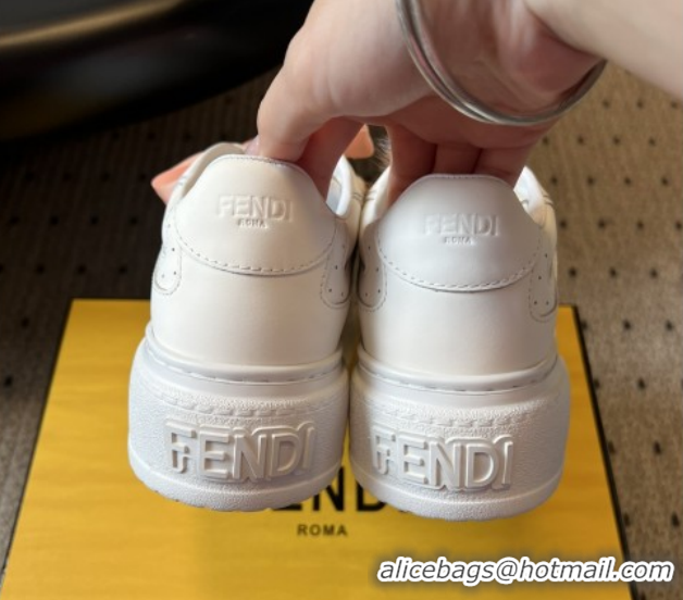 Unique Style Fendi Match Low Top Platform Shoes in White Leather with Charm White 5122916 2026