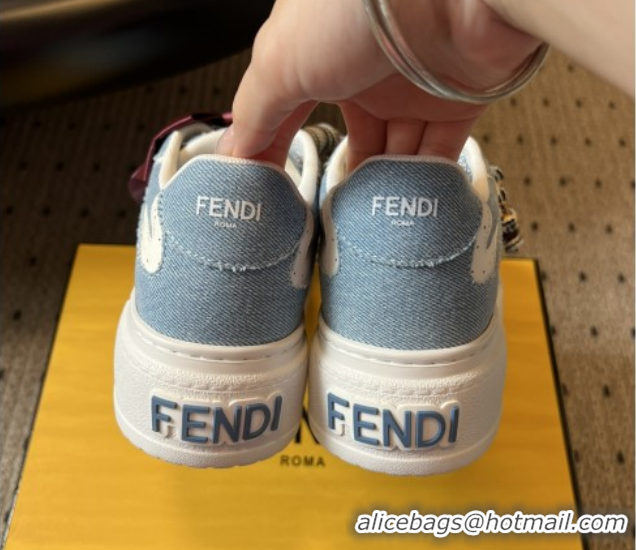Pretty Style Fendi Match Low Top Platform Shoes in Denim & Leather with Charm Blue 5122917 2026