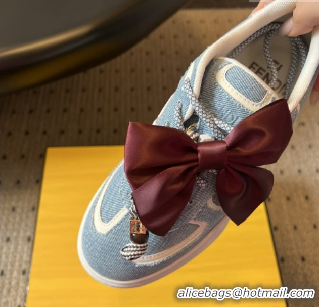 Pretty Style Fendi Match Low Top Platform Shoes in Denim & Leather with Charm Blue 5122917 2026
