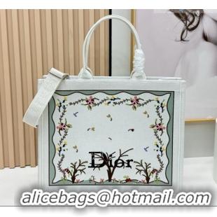 Buy Discount Dior Dioramour Large Dior Book Tote with Strap White Multicolor Revolution Flowers Embroidery D2205 2026