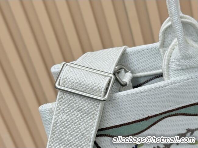 Buy Discount Dior Dioramour Large Dior Book Tote with Strap White Multicolor Revolution Flowers Embroidery D2205 2026