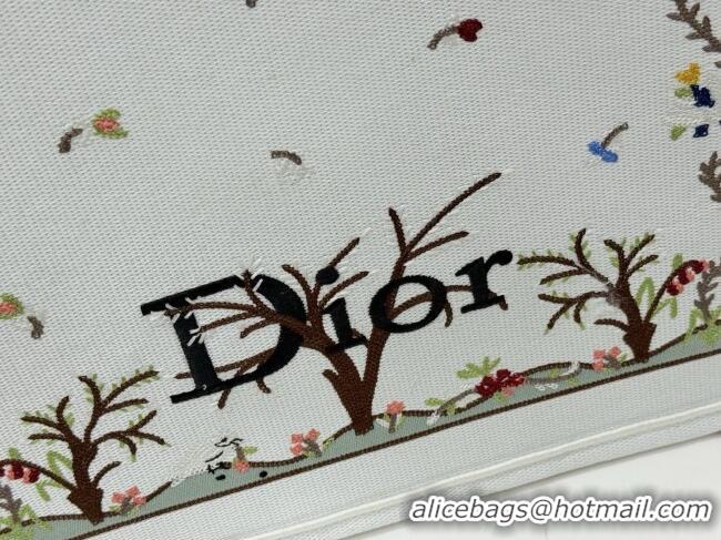 Buy Discount Dior Dioramour Large Dior Book Tote with Strap White Multicolor Revolution Flowers Embroidery D2205 2026