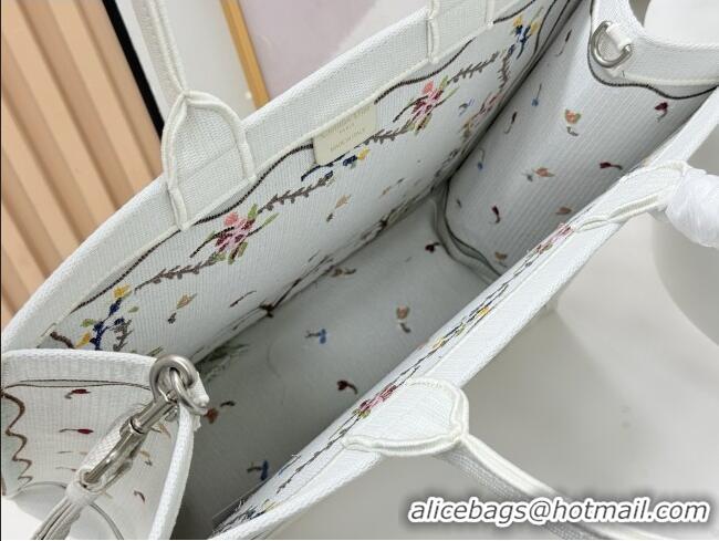 Buy Discount Dior Dioramour Large Dior Book Tote with Strap White Multicolor Revolution Flowers Embroidery D2205 2026