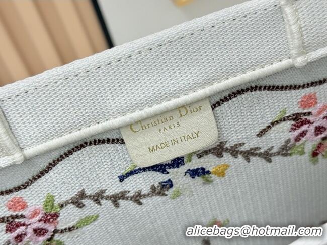 Buy Discount Dior Dioramour Large Dior Book Tote with Strap White Multicolor Revolution Flowers Embroidery D2205 2026
