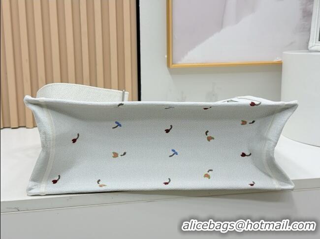 Buy Discount Dior Dioramour Large Dior Book Tote with Strap White Multicolor Revolution Flowers Embroidery D2205 2026
