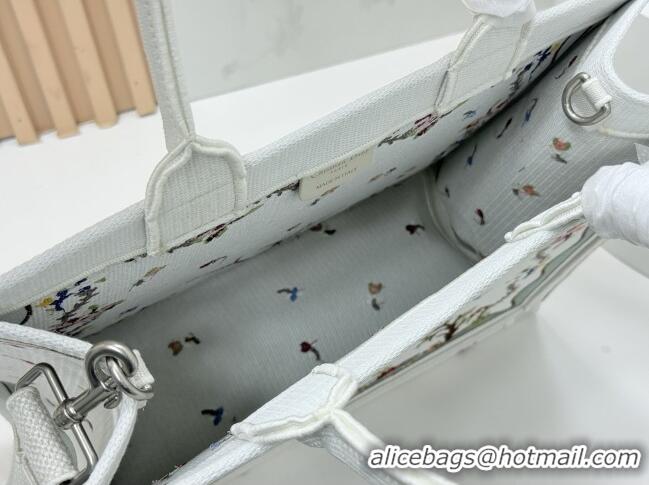 Best Price Dior Dioramour Medium Dior Book Tote with Strap D2206 White Multicolor Revolution Flowers Embroidery 2026