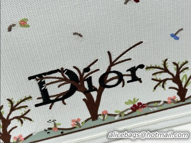 Best Price Dior Dioramour Medium Dior Book Tote with Strap D2206 White Multicolor Revolution Flowers Embroidery 2026