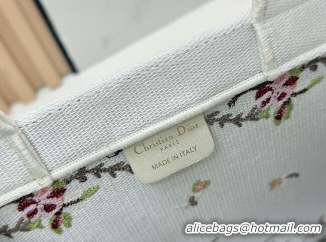 Best Price Dior Dioramour Medium Dior Book Tote with Strap D2206 White Multicolor Revolution Flowers Embroidery 2026