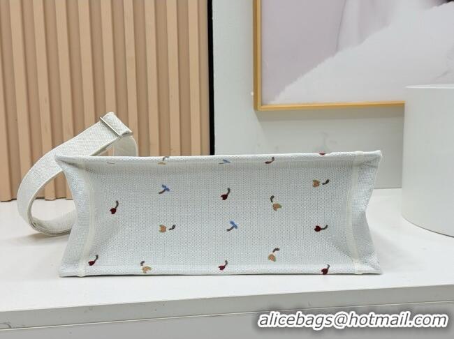 Best Price Dior Dioramour Medium Dior Book Tote with Strap D2206 White Multicolor Revolution Flowers Embroidery 2026