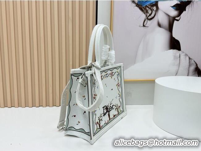 Best Price Dior Dioramour Medium Dior Book Tote with Strap D2206 White Multicolor Revolution Flowers Embroidery 2026