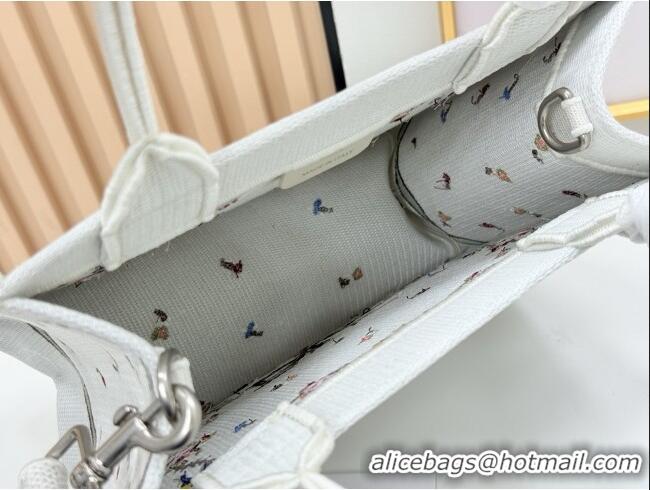 Promotional Dior Dioramour Small Dior Book Tote with Strap D2207 White Multicolor Revolution Flowers Embroidery 2026