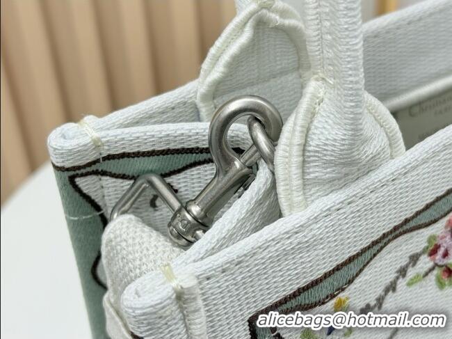 Promotional Dior Dioramour Small Dior Book Tote with Strap D2207 White Multicolor Revolution Flowers Embroidery 2026