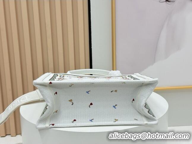 Promotional Dior Dioramour Small Dior Book Tote with Strap D2207 White Multicolor Revolution Flowers Embroidery 2026