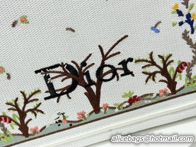 Promotional Dior Dioramour Small Dior Book Tote with Strap D2207 White Multicolor Revolution Flowers Embroidery 2026