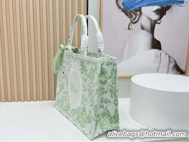 Famous Brand Dior Large Dior Book Tote with Strap D2205 Green Multicolor Toile de Jouy Clover Embroidery 2026