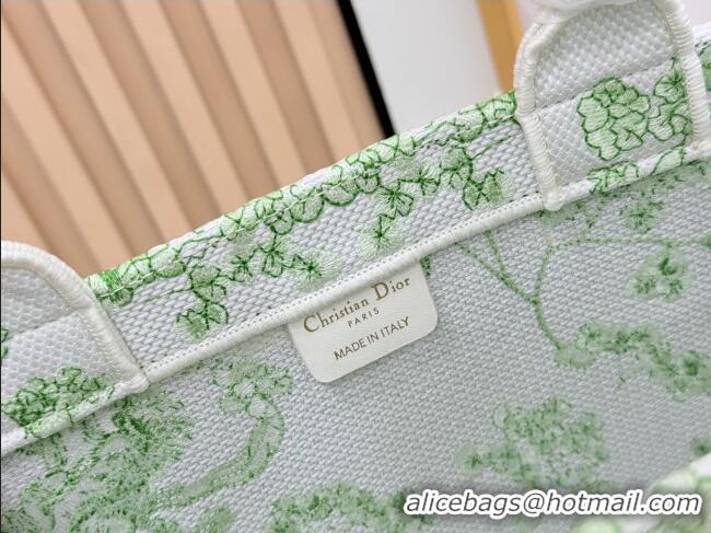 Famous Brand Dior Large Dior Book Tote with Strap D2205 Green Multicolor Toile de Jouy Clover Embroidery 2026
