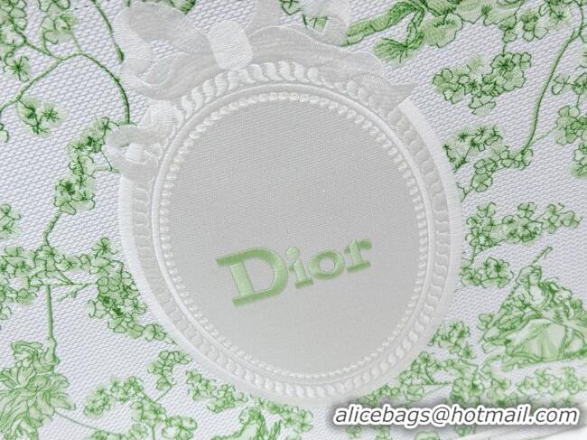 Famous Brand Dior Large Dior Book Tote with Strap D2205 Green Multicolor Toile de Jouy Clover Embroidery 2026