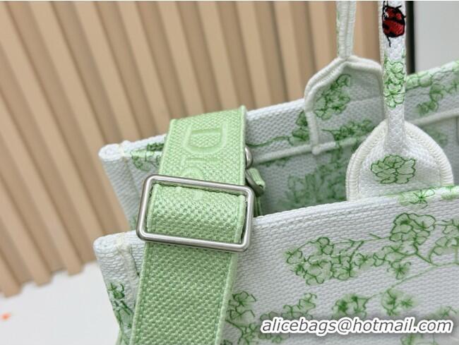 Famous Brand Dior Large Dior Book Tote with Strap D2205 Green Multicolor Toile de Jouy Clover Embroidery 2026
