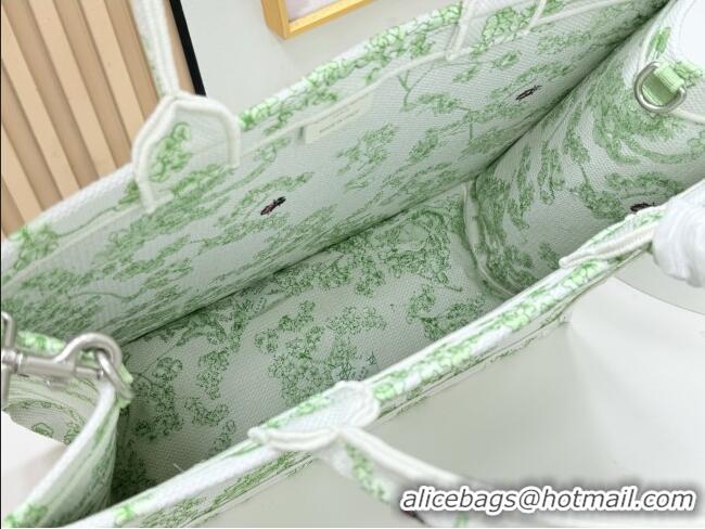 Famous Brand Dior Large Dior Book Tote with Strap D2205 Green Multicolor Toile de Jouy Clover Embroidery 2026