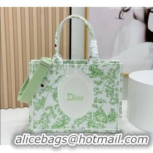 Promotional Dior Medium Dior Book Tote with Strap D2206 Green Multicolor Toile de Jouy Clover Embroidery 2026