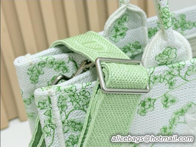 Promotional Dior Medium Dior Book Tote with Strap D2206 Green Multicolor Toile de Jouy Clover Embroidery 2026