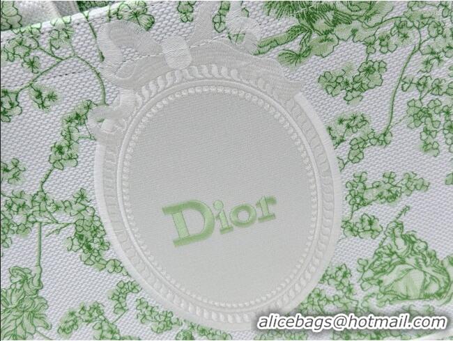 Promotional Dior Medium Dior Book Tote with Strap D2206 Green Multicolor Toile de Jouy Clover Embroidery 2026