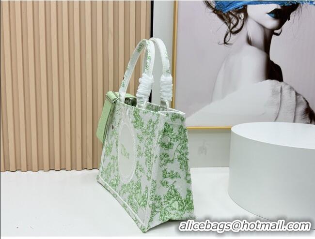 Promotional Dior Medium Dior Book Tote with Strap D2206 Green Multicolor Toile de Jouy Clover Embroidery 2026