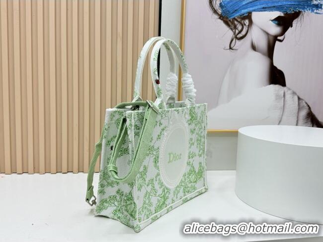 Promotional Dior Medium Dior Book Tote with Strap D2206 Green Multicolor Toile de Jouy Clover Embroidery 2026