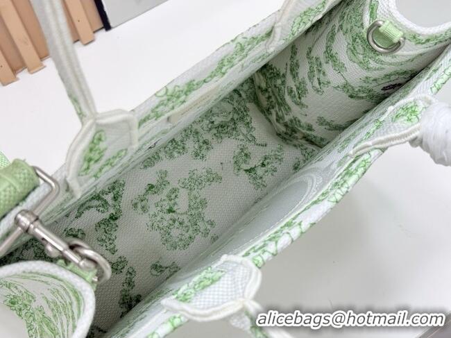 Promotional Dior Medium Dior Book Tote with Strap D2206 Green Multicolor Toile de Jouy Clover Embroidery 2026