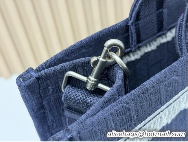 Good Product Dior Large Dior Book Tote with Strap in D2206 Blue Dior Oblique Embroidery with White Lace 2026