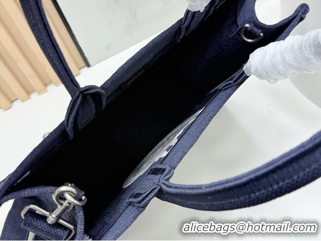 Grade Design Dior Medium Dior Book Tote with Strap in D2206 Blue Dior Oblique Embroidery with White Lace 2026