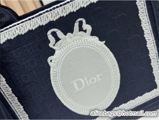 Buy Promotional Dior Small Dior Book Tote with Strap in D2206 Blue Dior Oblique Embroidery with White Lace 2026