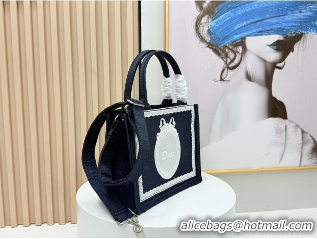Buy Promotional Dior Small Dior Book Tote with Strap in D2206 Blue Dior Oblique Embroidery with White Lace 2026