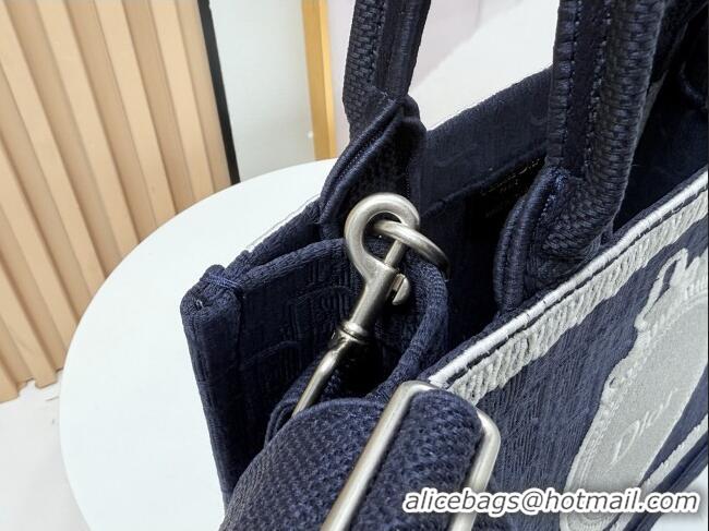 Buy Promotional Dior Small Dior Book Tote with Strap in D2206 Blue Dior Oblique Embroidery with White Lace 2026