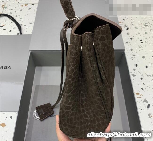 Classic Discount Balenciaga Rodeo Small Handbag in Crocodile Embossed Suede 78972 Dark Coffee 2026