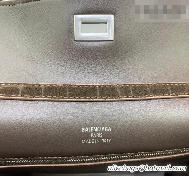 Classic Discount Balenciaga Rodeo Small Handbag in Crocodile Embossed Suede 78972 Dark Coffee 2026