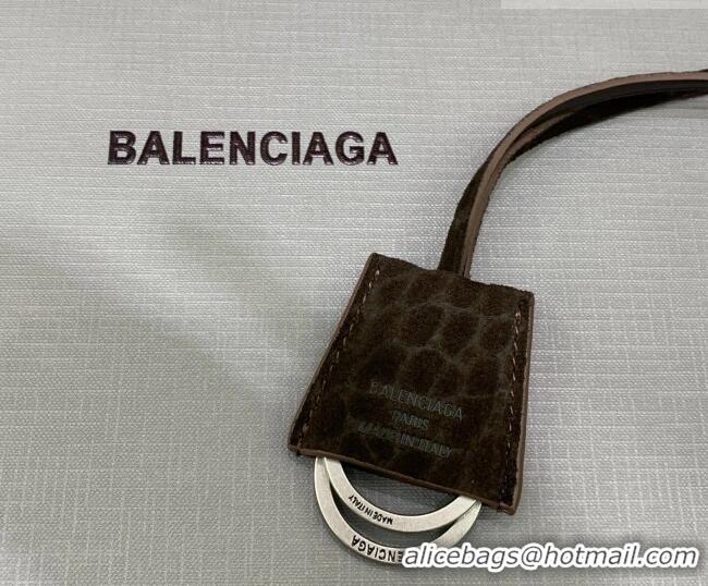 Classic Discount Balenciaga Rodeo Small Handbag in Crocodile Embossed Suede 78972 Dark Coffee 2026