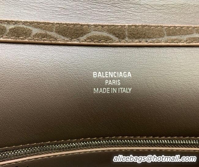Good Product Balenciaga Rodeo Medium Handbag in Crocodile Embossed Suede 78972 Dark Coffee 2026