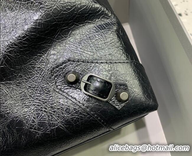 Top Grade Balenciaga Le City Hobo Bag Medium in 22003 black Arena lambskin And brass hardware 2026