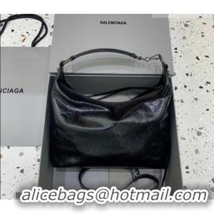 Top Grade Balenciaga Le City Hobo Bag Small in 22003 black Arena lambskin, brass hardware 2026
