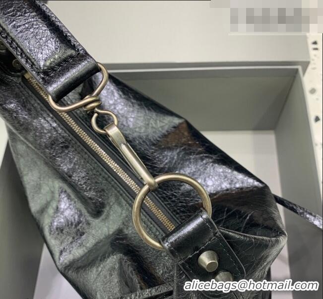 Top Grade Balenciaga Le City Hobo Bag Small in 22003 black Arena lambskin, brass hardware 2026