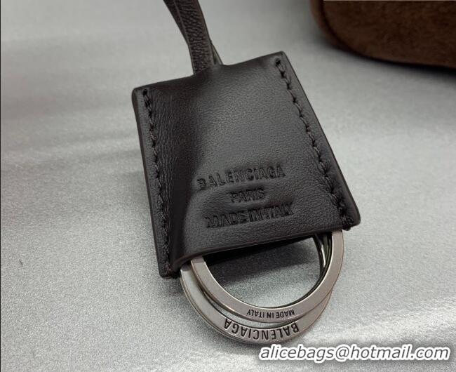 Buy Cheap Balenciaga Bel Air Small Hobo Shoulder Bag in 22006 dark coffee suede, aged-silver hardware 2026